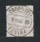 1870/6 - Afinsa nº 43F. D. Luis I, fita direita.Selo de 100 reis usado. Papel porcelana, denteado 12 1/2. Carimbo de Tavira. Pequena transparência.