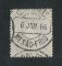 1870/6 - Afinsa nº 43F. D. Luis I, fita direita.Selo de 100 reis usado. Papel porcelana, denteado 12 1/2. Carimbo de Mesão Frio. Pequenas irregularidades na porcelana do papel.