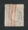 1870/6 - Afinsa nº 43F. D. Luis I, fita direita. Selo de 100 reis usado. Papel porcelana, denteado 12 1/2. Com MARCA TELEGRÁFICA A VERMELHO. Em boas condições.