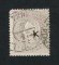 1870/6 - Afinsa nº 43K. D. Luís I, fita direita.Selo de 100 reis usado. Papel porcelana, denteado 13 1/2. Com MARCA TELEGRÁFICA A VERMELHO e ESTRELA. Canto curto.