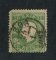 1879/80 - Afinsa nº 49. D. Luis I, fita direita novas cores.Selo de 10 reis usado. VERDE. Papel liso, denteado 12 1/2. Cantos curtos.