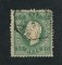 1879/80 - Afinsa nº 49D. D. Luis I, fita direita novas cores.Selo de 10 reis usado. VERDE AZUL. Papel liso, denteado 12 1/2. Canto curto e pequeno vinco.