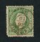1879/80 - Afinsa nº 49E. D. Luis I, fita direita novas cores.Selo de 10 reis usado. VERDE AMARELO. Papel liso, denteado 13 1/2. Canto curto.
