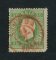 1879/80 - Afinsa nº 49E. D. Luis I, fita direita novas cores.Selo de 10 reis usado. VERDE AMARELO. Papel liso, denteado 13 1/2. Canto curto.