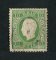 1879/80 - Afinsa nº 49i. D. Luis I, fita direita novas cores.Selo de 10 reis usado. VERDE. Papel porcelana, denteado 12 1/2. Pequeno rasgo na margem esquerda.
