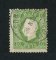 1879/80 - Afinsa nº 49i. D. Luis I, fita direita novas cores.Selo de 10 reis usado. VERDE AMARELO. Papel porcelana, denteado 12 1/2. Denteado irregular e pequena transparência.