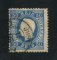1879/80 - Afinsa nº 50. D. Luis I fita direita, novas cores. Selo de 50 reis usado. AZUL. Papel liso, denteado 12 1/2. Tem o cunho ligeiramente aberto.