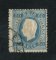 1879/80 - Afinsa nº 50. D. Luis I fita direita, novas cores. Selo de 50 reis usado. AZUL CLARO. Papel liso, denteado 12 1/2. Tem alguns vincos.