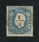 1879/80 - Afinsa nº 50B. D. Luis I fita direita, novas cores. Selo de 50 reis usado. AZUL CLARO. Papel liso, denteado 13 1/2. Carimbo de Viana do Castelo. Pequeno vinco.