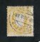 1879/80 - Afinsa nº 51E. D. Luis I fita direita, novas cores. Selo 150 reis usado. AMARELO CLARO. Papel porcelana, denteado 13 1/2. Pequena transparência.